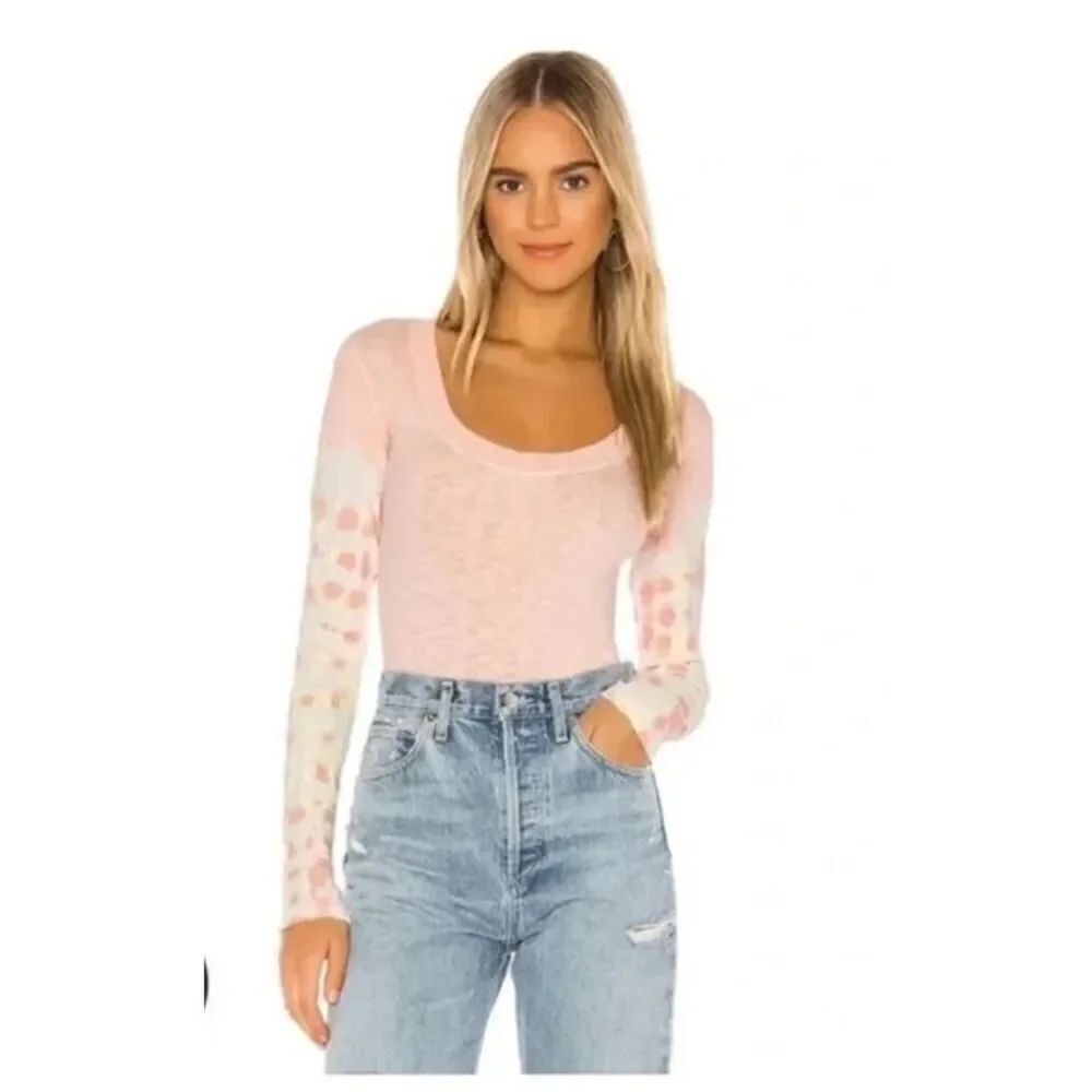 Free People Big Sur Tie-Dye Thermal in Soft Pink